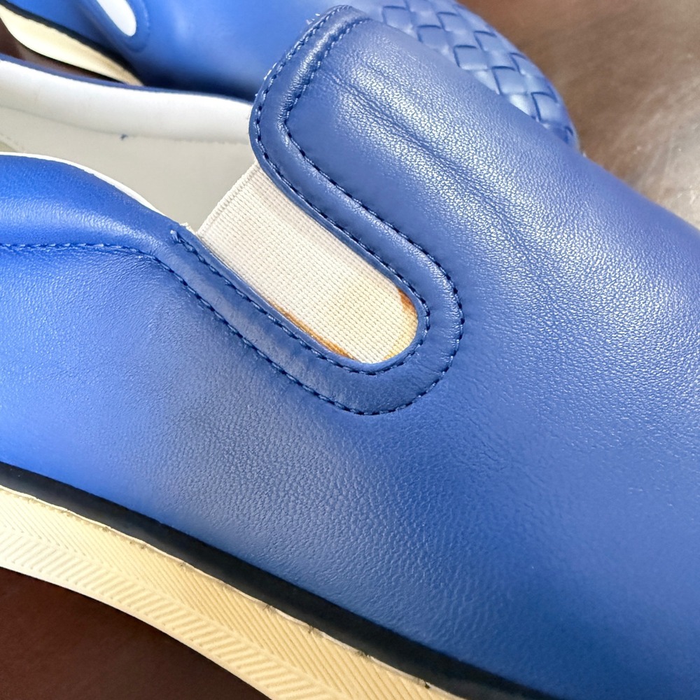 BOTTEGA VENETA Intrecciato Blue Leather 592368 Speedster Slip on Shoes - Picture 8 of 11